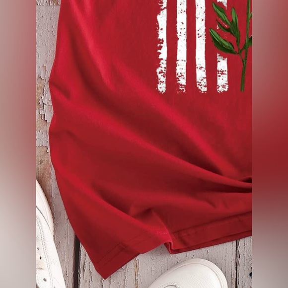 🇺🇸Sunflower & American Flag Graphics Polyester Cotton Blend T-Shirt! - Picture 5 of 7